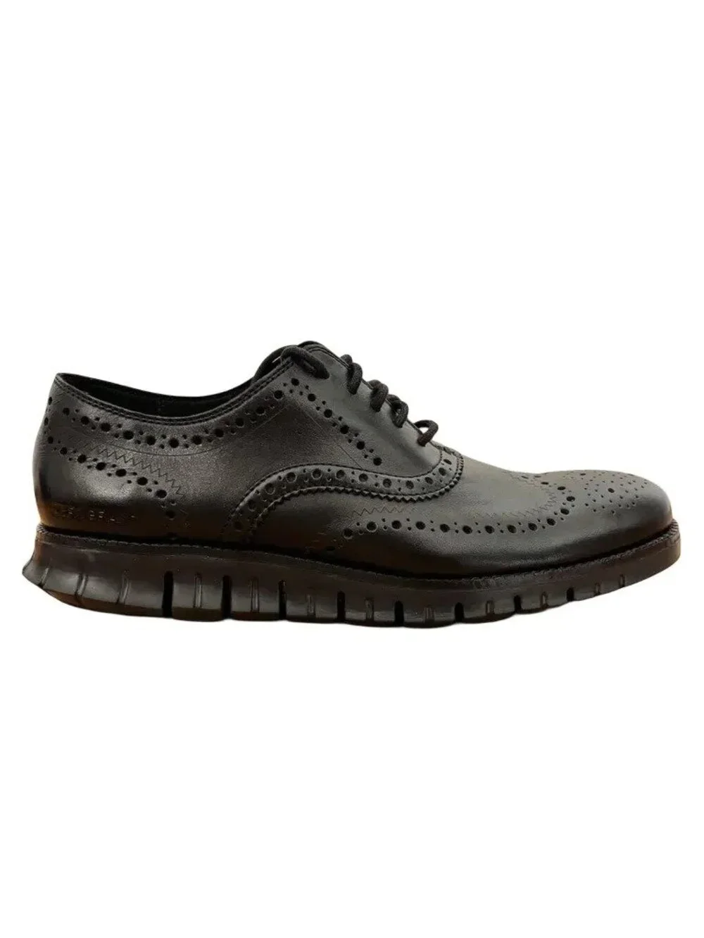 NEW COLE HAAN ZEROGRAND Wingtip Oxfords Black Leather MEN'S 10